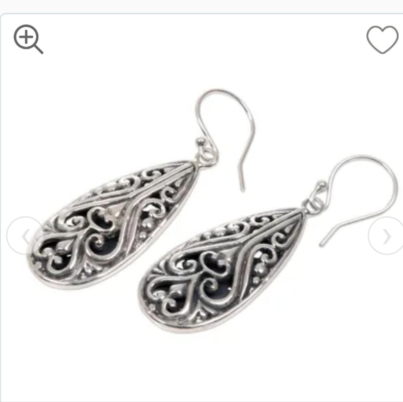 Handcrafted Balinese Silver Hook Earrings, "Bali Fern Labyrinth - Picture 2 of 3